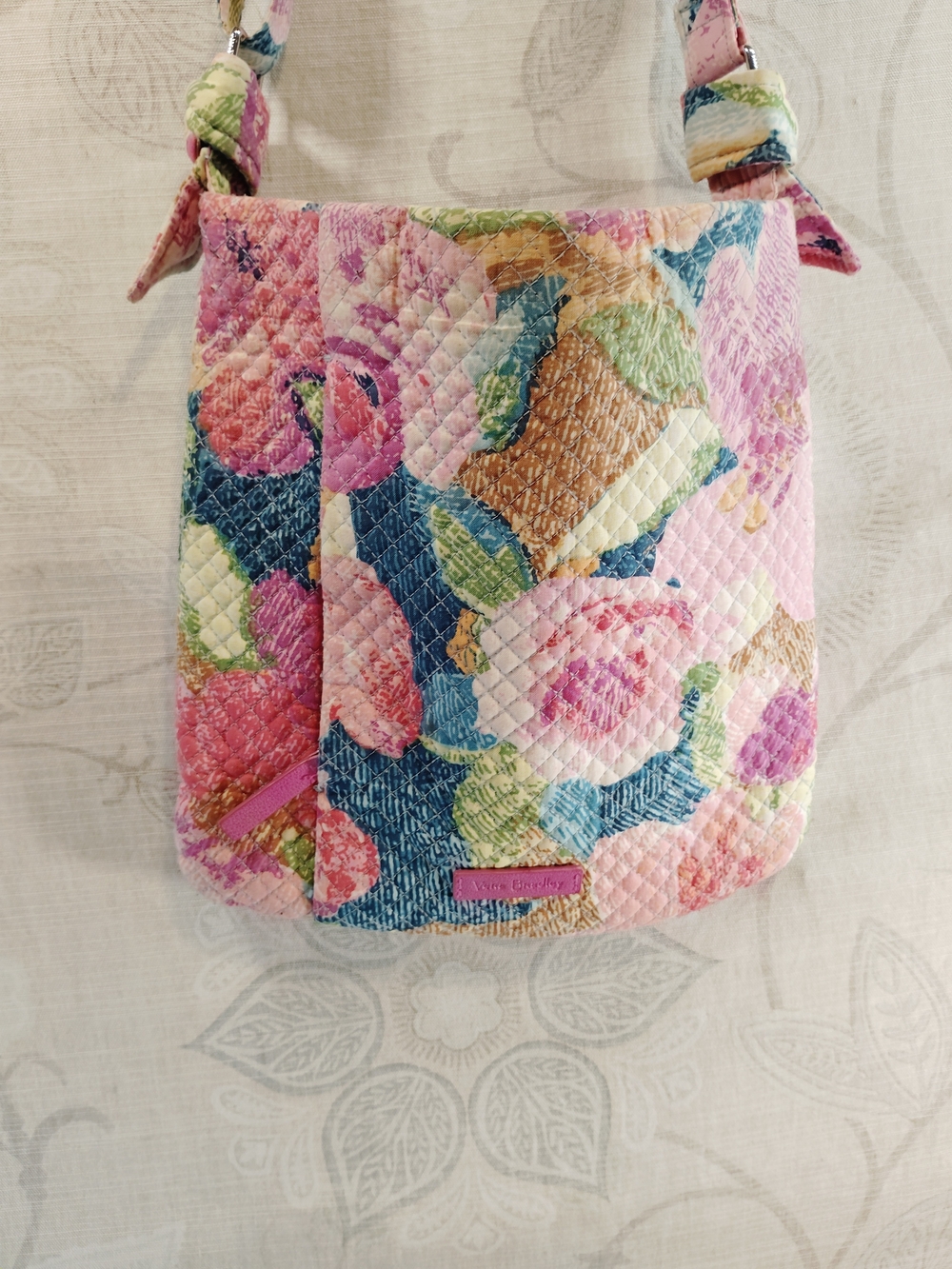 Vera Bradley Quilted Floral Pink Blue Crossbody Bag